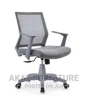 Grey Mesh And Fabric Office Chair