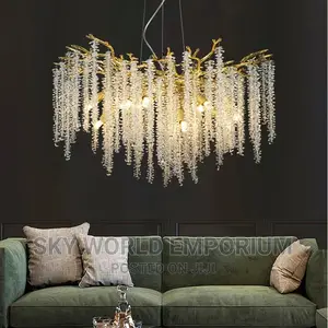 Crystal Luxury Gold Tree Branch Pendant Light Raindrop