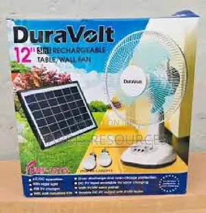 Duravolt 12inches Rechargeable Table Fan With Solar Panel