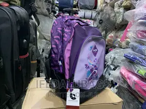 Purple Colour Quality Stock Material Back Pack With Trolley