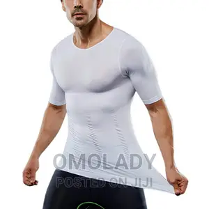 Short Sleeve Men's Body Shaper Slimming Vest - White