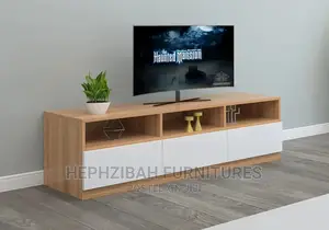 5ft Brown Stand With White Doors