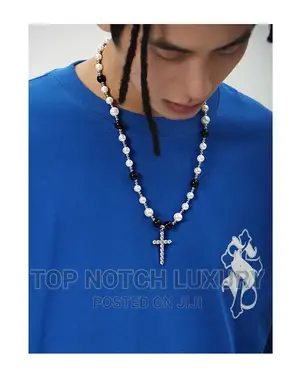 Cross Pearl Necklace Men Women