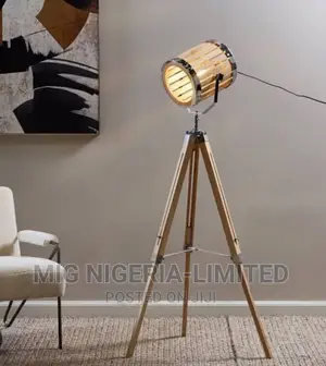 Industrial Tripod Wooden Floor Lamp Home Studio Spot