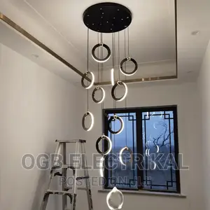 Black Ring Staircase LED Chandelier
