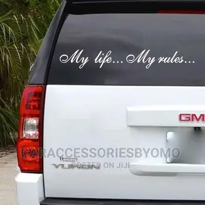 My Life My Rules Words Car Stickers - White