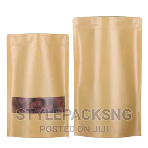 50 Pieces Paper Kraft Ziplock Pouch 16cm X 26cm