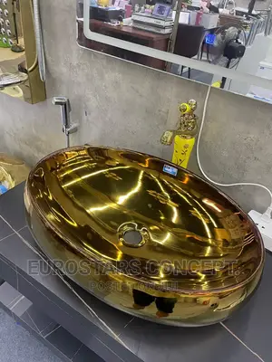 Gold Oval Ceramic Modern Wash Hand Basin