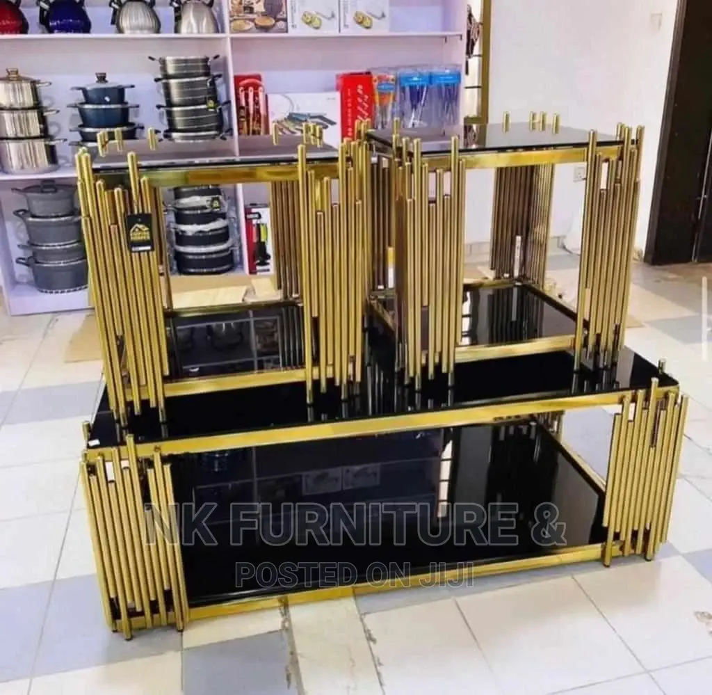 Center Table With Two Sides Stools