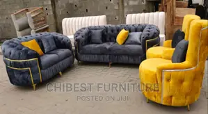 Quality Complete Set of 7 Seater Upholstery Padded Chairs