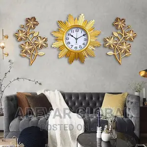 3 in 1 Luxury Wall Clock With Flower Design Swipe 4mr Design