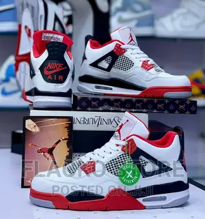 Original Air Jordan 4 Retro Fire Red Sneakers