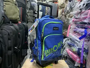Quality Blue Color Stock Material Backpack With Wheels
