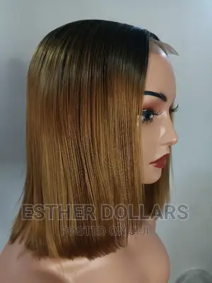 Gold/Black Bob Wig Cap for Office Use