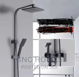 Square Standing Shower Black