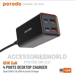 Porodo 65w Gan 4 Ports Desktop Charger Dual