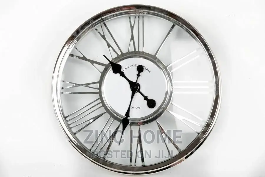 Plastic Cut Out Wall Clock - Silver