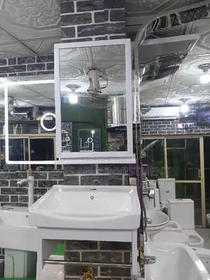 White Cabinet Basin With Mirror Hanger