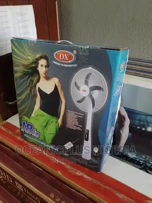 Ox-18 Inches Rechargeable Standing Fan 0.5 Hours Timer