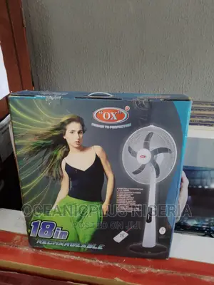 18''- OX Rechargeable Standing Fan Overcharge Protection