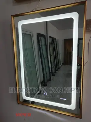 Square Gold Frame Mirror With Lights