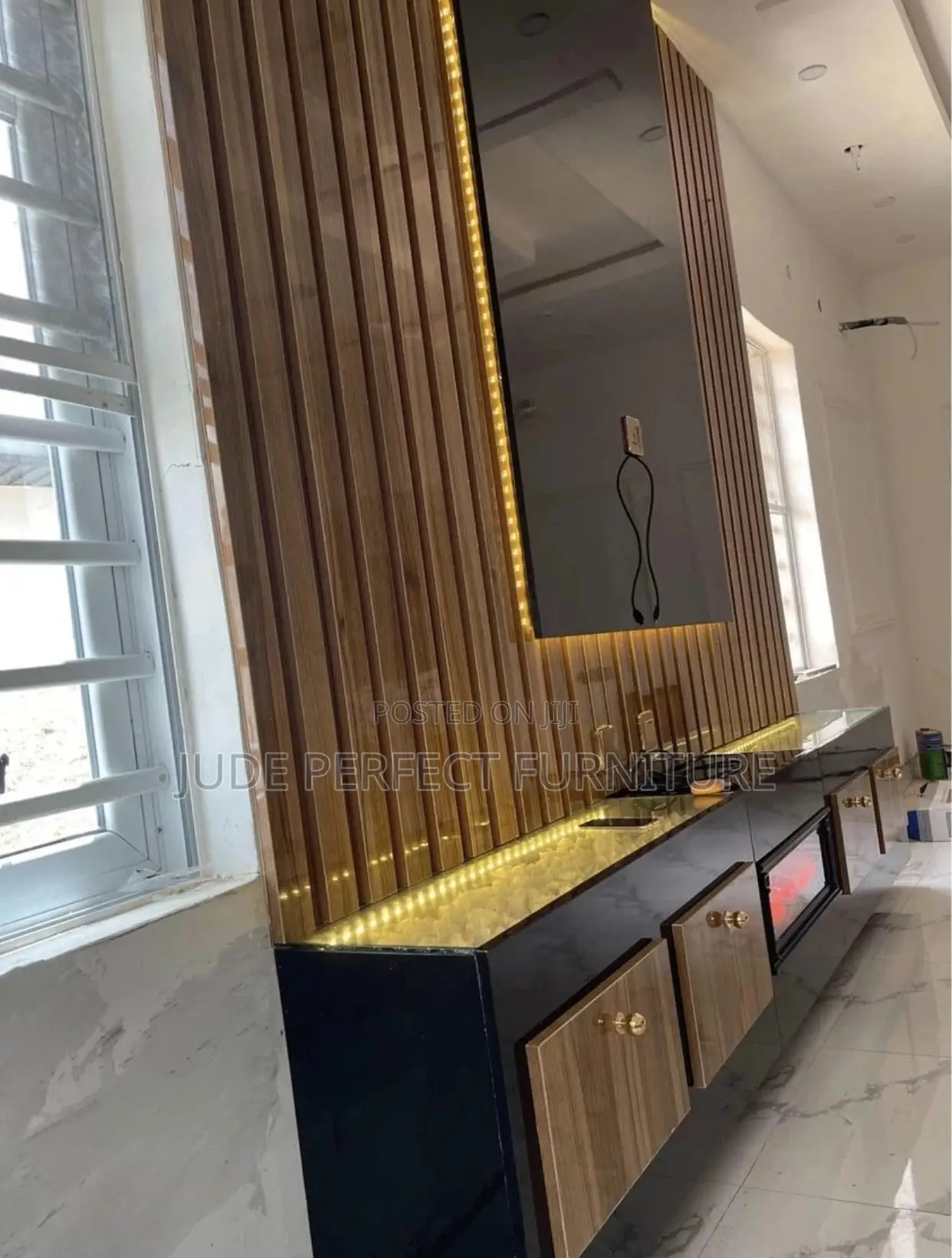 Quality Tv Console With Fire Frame
