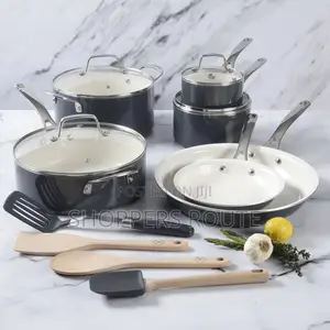 Martha Stewart 14-Piece Gray Ceramic Interior Cookware Set