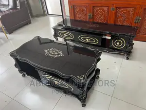 Black Marble 1.6m Tv Stand And Table