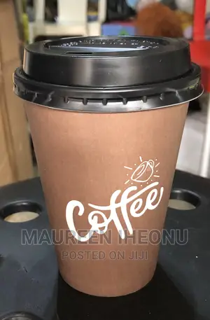 Paper Coffee Cup With a Black Lid - A Pack of 50 PCS