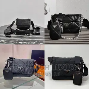 Original PRADA Leather Double Bag Designer Cross Bag Unisex