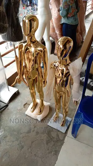 Big And Medium Gold Chrome Unisex Kids Mannequins