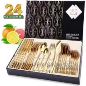 Box Cutlery Set (24 Pcs) Gold and Rainbow
