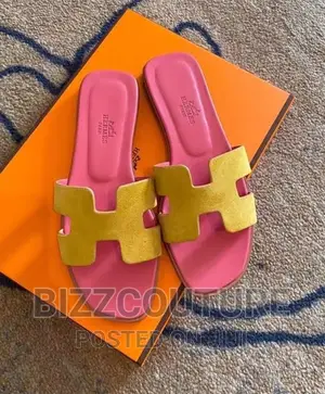 Original HERMES Leather Slippers Available in Store