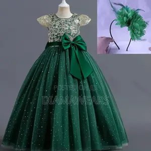 Green Ceremonial Princess Bow Ball Gown