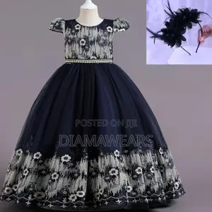 Navy Blue Ceremonial Princess Party Ball Gown