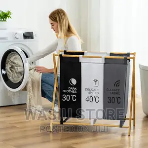 3 Partition 145L Large Laundry Hamper/ Laundry Basket