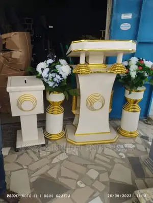 Modern Church Pulpit, Offering Box, Flower Vase
