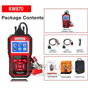 KW870 Car Motorcycle Battery Tester, OBDII Diagnostic Scan