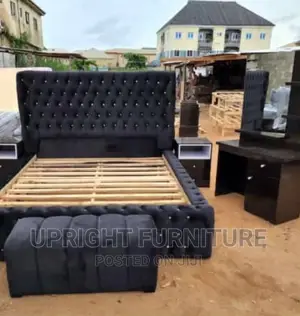 Padded Bedframe 6by6 With Two Side Drawer Dressing Mirror