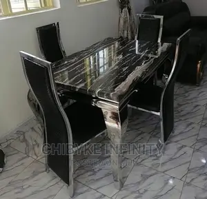 Quality Contemporary Marble Top 4seater Dining Set.