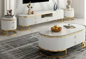Executive Classic Marble Table and Tv Stand , Stools