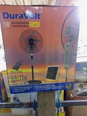 Duravolt 18 Inches Rechargeable Fan With Solar Panel N Bulbs