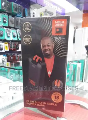 New Age 22500mah Power Bank With in-Built Cables.
22500 Mah