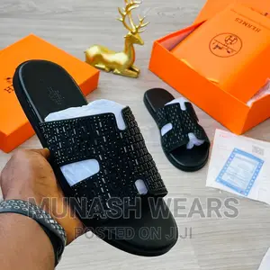 Quality Hermes X Bally Leather Slipers