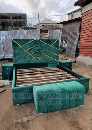 Padded Bedframe 6 by 6 With Footrest and Two Side Drawer