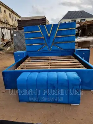 Padded Bedframe 6 by 6 With Footrest and Two Side Drawer