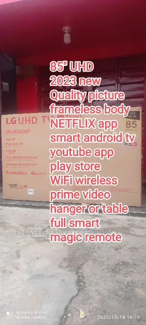 2026>New Lg Uhd Smart Android 85"Inch Frameless Tv > 2yrs