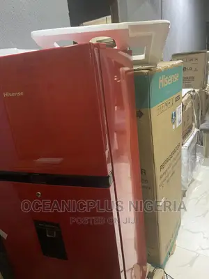RED Hisense Top Mount Defrost Refrigerator With Dispenser