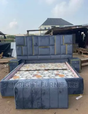 Padded Bedframe 6 by 6 With Footrest and Two Side Drawer