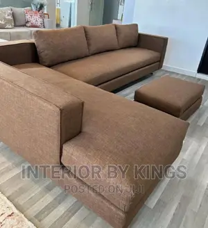 L-Shape Fabric Sofa + Ottoman Can Be Made in Colors
